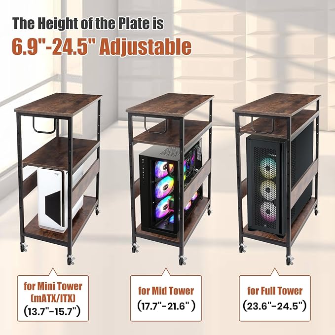 Extra Large Height Adjustable Computer Tower Stand, Computer & Machine Carts - Image 2
