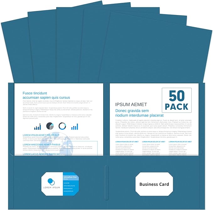Two Pocket Folders, PANDRI 50 Pack 2 Pocket Folders, Letter Size Paper File by PANDRI