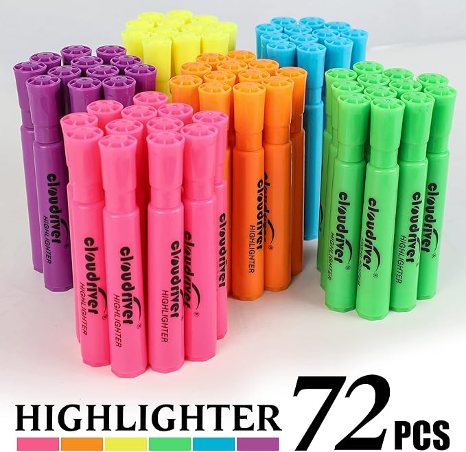 cloudriver Highlighters Bulk Pack of 72, Chisel Point, Quick Drying Ink - Image 2