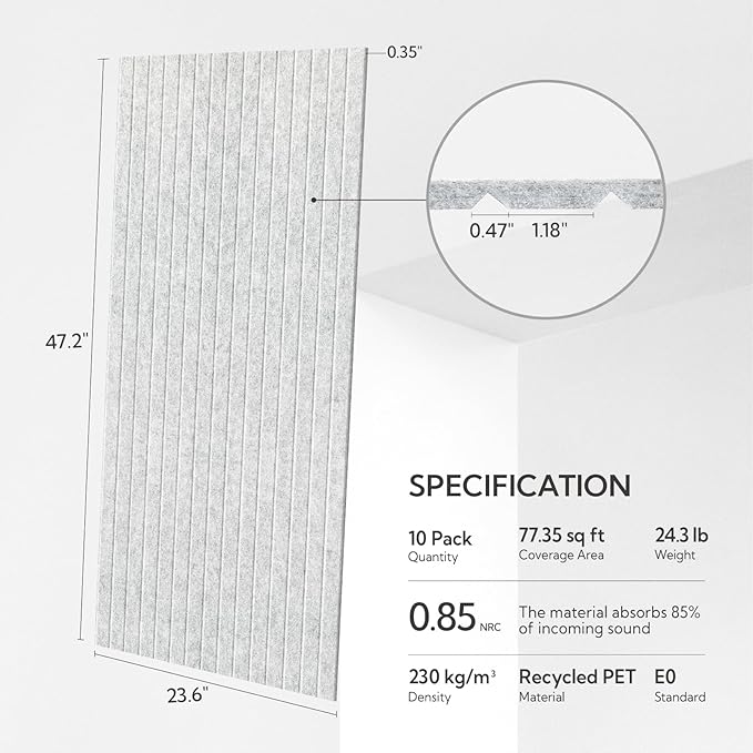 Olanglab Acoustic Wall Panels 10 Pack, 48 x 24 per Acoustic Panels Sound - Image 2
