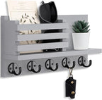 Lwenki Key Holder for Wall – Decorative Wooden Mail Holder and Key Shelf by Lwenki