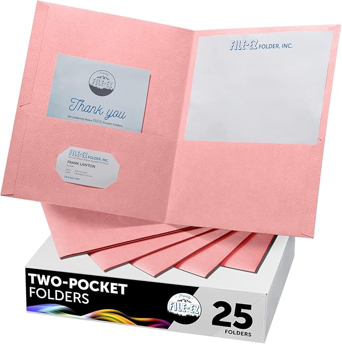 FILE-EZ Two-Pocket Folders, Durable Textured Paper by FILE-EZ