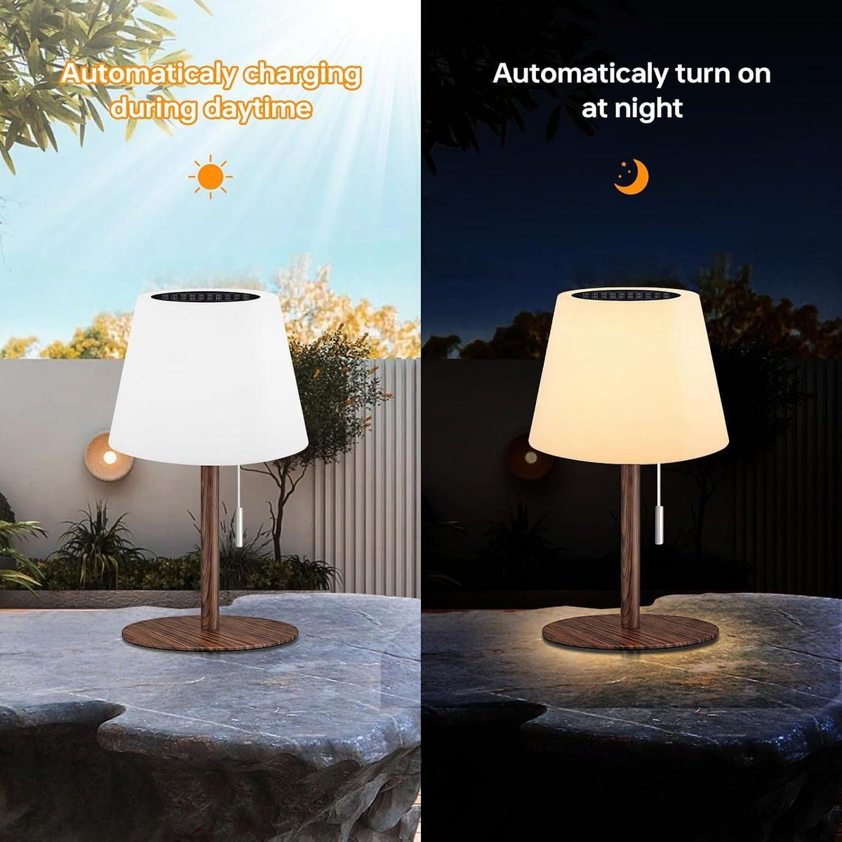 Gewiny Solar Table Lamp for Outside Patio Solar Lamp Outdoor Lamp Waterproof ...