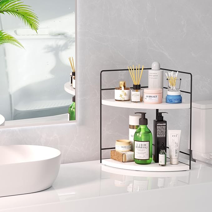 ZGO 2-Tier Bathroom Counter Organizer, Corner Skincare Organizers, Bathroom - Image 5
