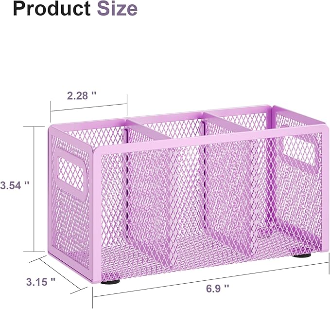 Marbrasse Mesh Pen Holder for Desk, Pencil Holder Desk Organizer 3 Adjustable - Image 2