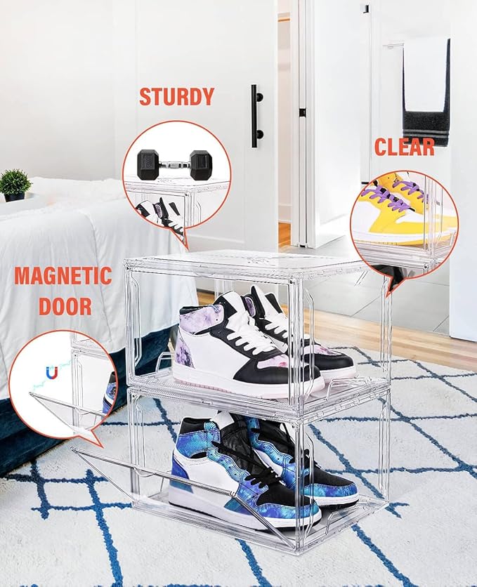 KDOR Shoe Box Clear Plastic Stackable - Image 3