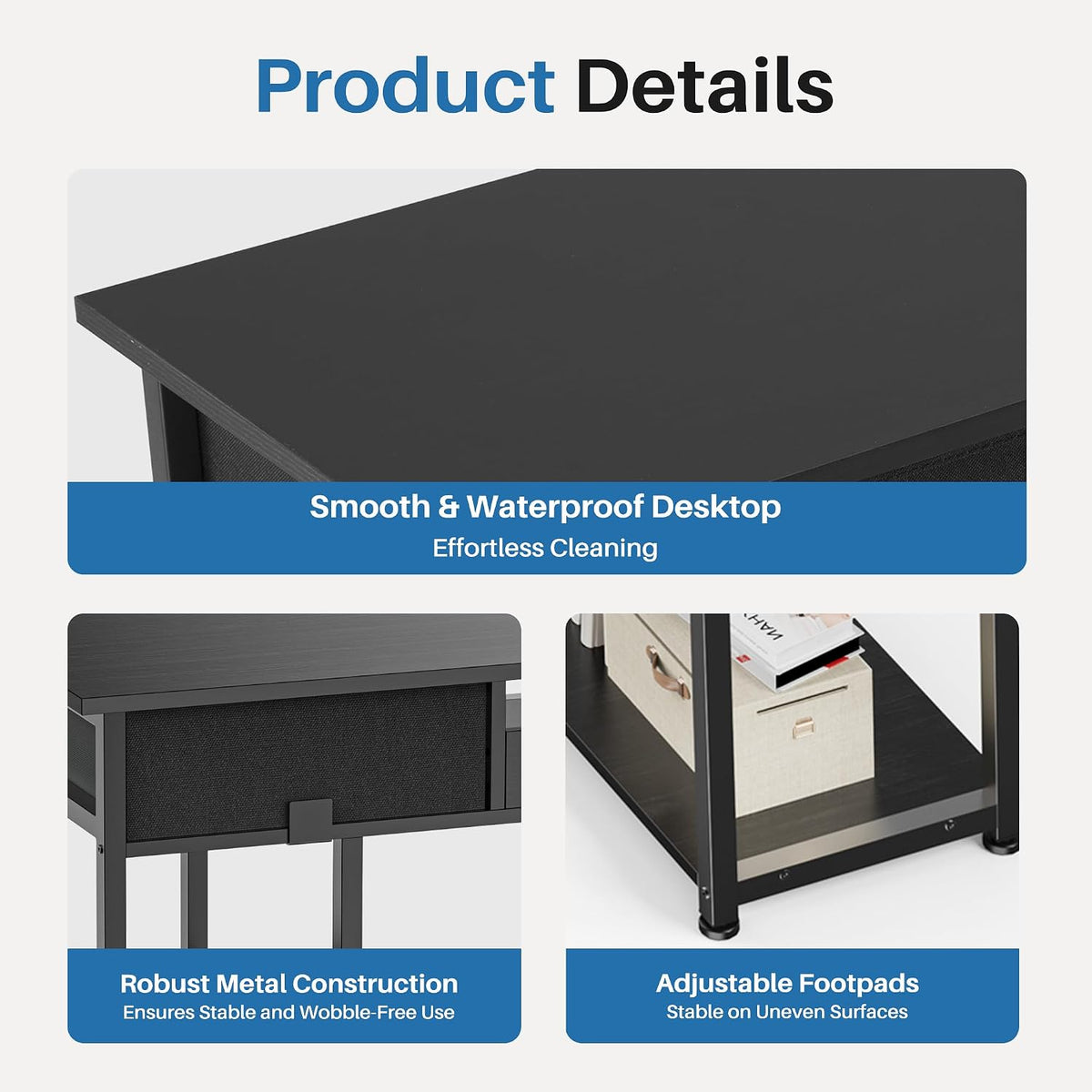 OLIXIS 48 Inch Computer Desk with Drawers for Home Study Writing Table