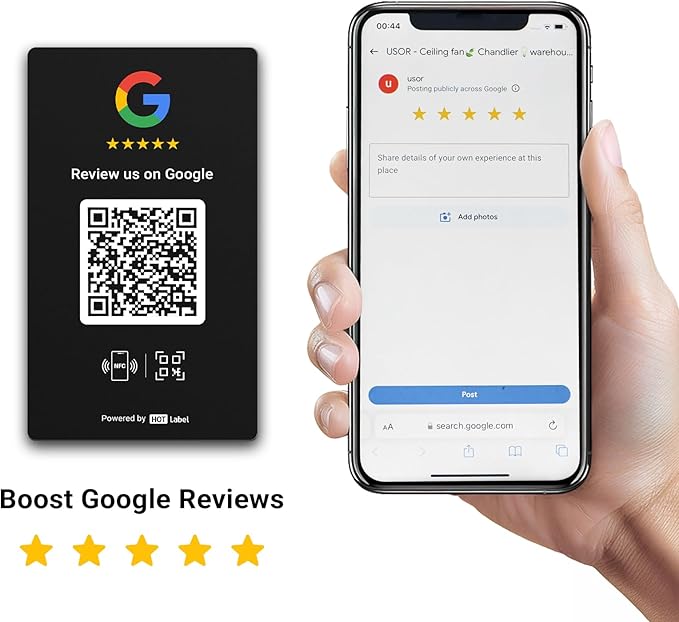 HotLabel Review Card 3-Pack + For Boosting Business Reviews + Black + NFC Tap & - Image 2