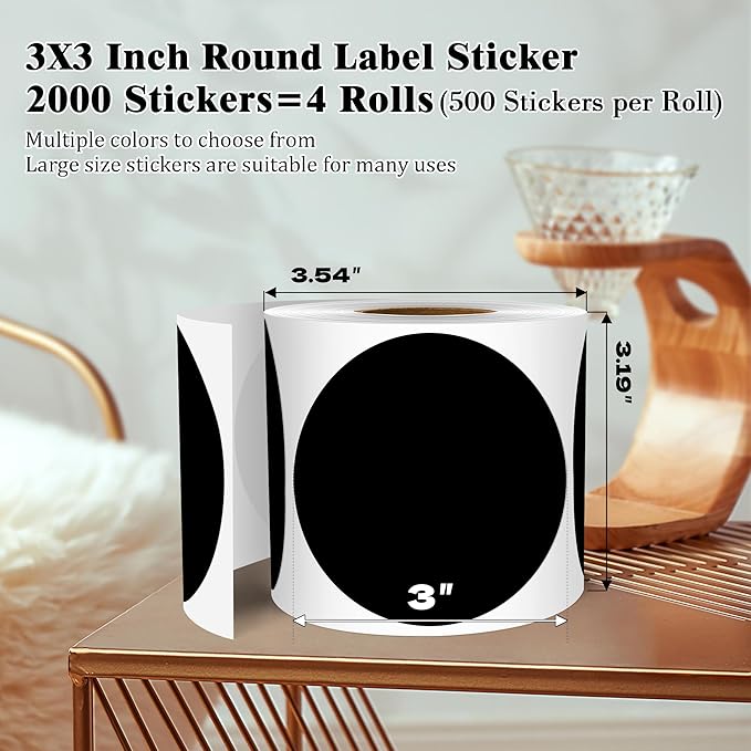 3 Inch Round Colored Dot Stickers, 4 Rolls in Dispenser Box - Image 2