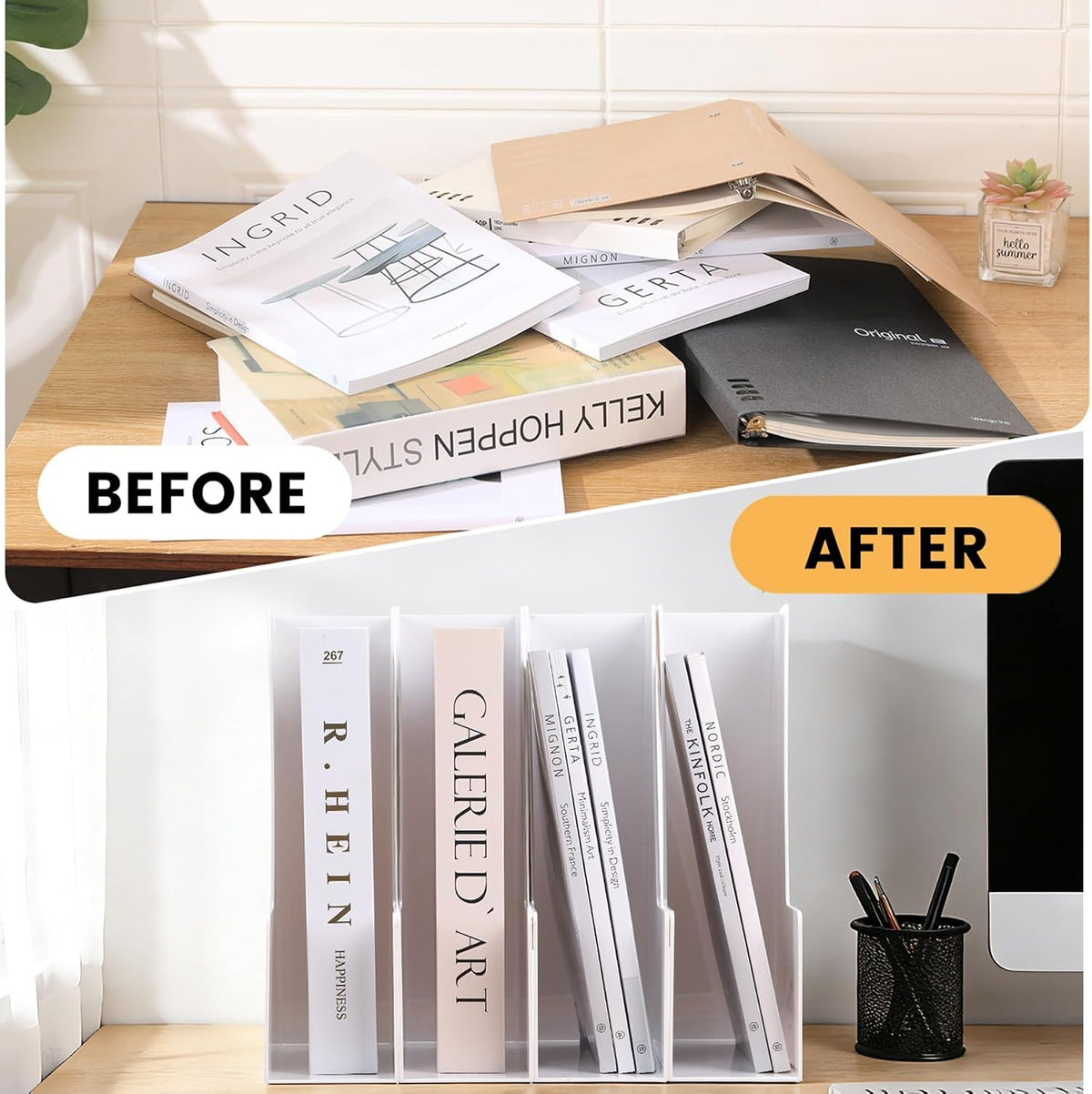 CiWiVOKi Vertical Magazine File Holder, 4 Pack, White