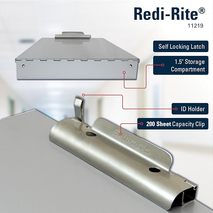 Saunders Metal Clipboard with Storage, Legal Size Paper Organizer, Steel Clip - Image 3