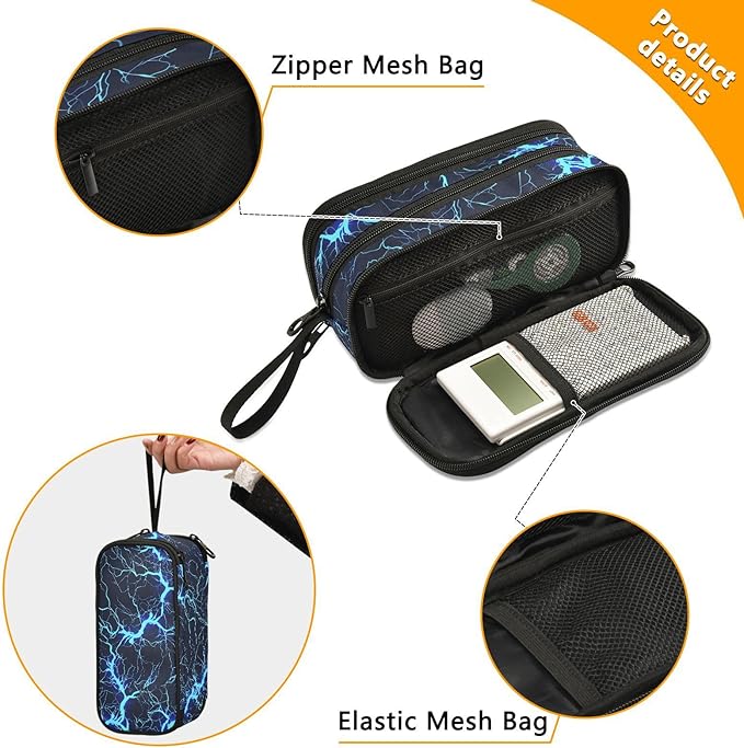 BOENLE Dark Blue Electric Lightning Pencil Case Box Boys Girls Large Pencil - Image 2
