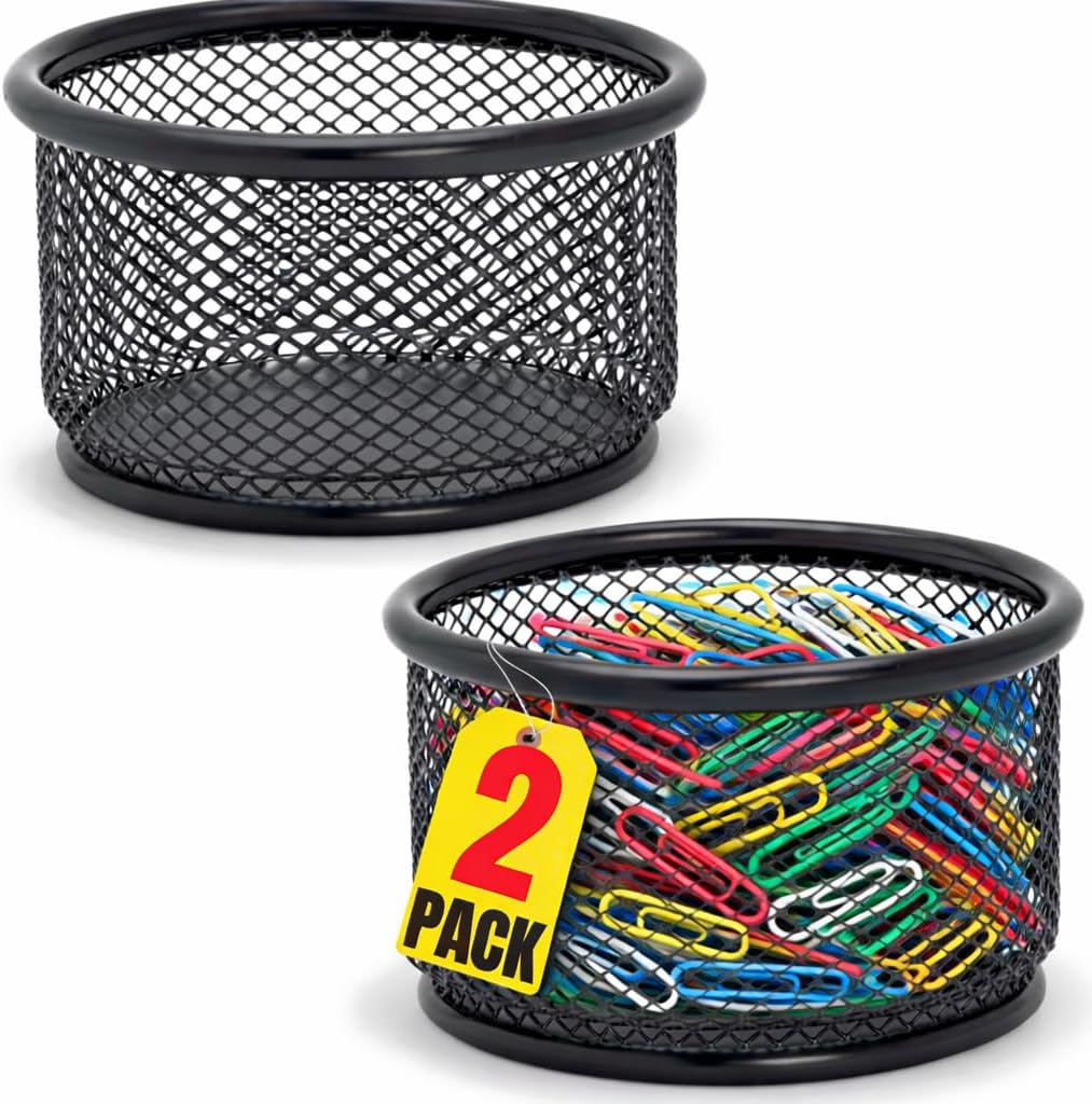 1InTheOffice Mesh Paper Clip Holder For desk, Paperclip Holder (2 Pack)
