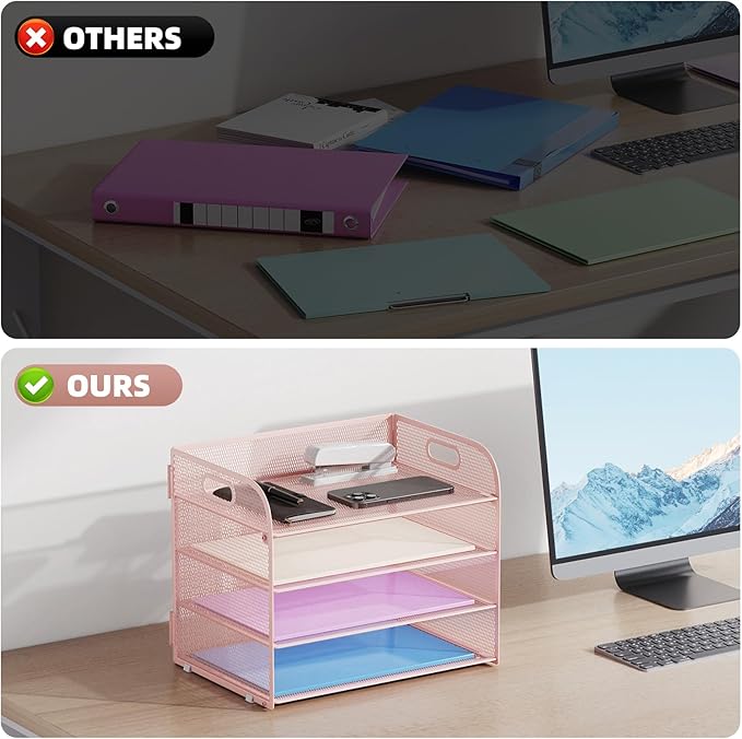 Marbrasse 4 Tier Paper Organizer Letter Tray - Image 2