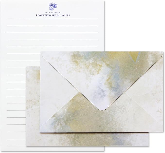 Tuhangcc Stationary Paper Set Minimalism- Hand Blended Colors, 12 Envelopes & by Tuhangcc