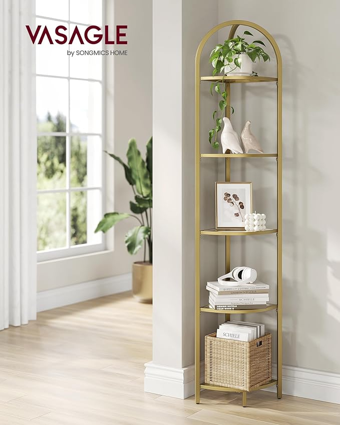 VASAGLE 5-Tier Corner Shelf Stand, Corner Bookshelf, Bathroom Organizer - Image 2