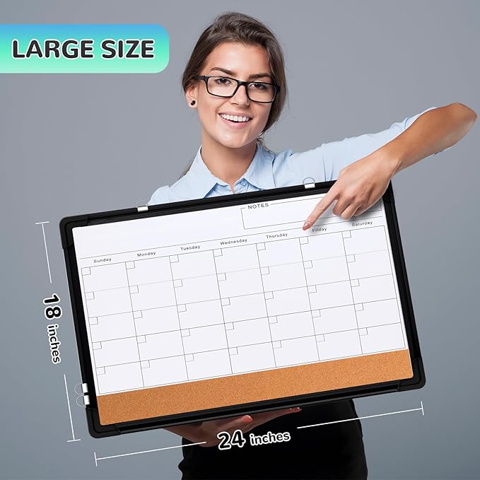 Monthly Calendar Whiteboard, Magnetic Dry Erase Board, Double-Sided White Board - Image 7