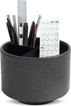 Hennaja Round Leather Art Supply Organizer, Remote Control Holder, 360 Degree by Hennaja
