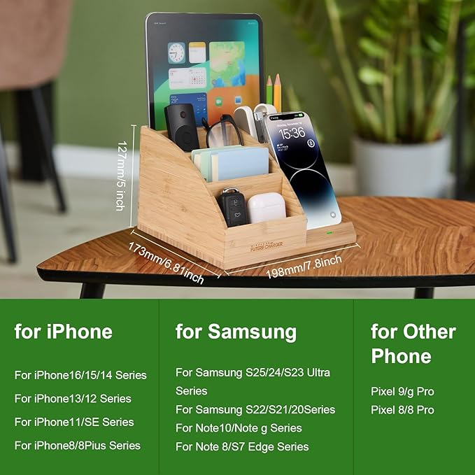 Bamboo Pen Holder for Desk & Nightstand Organizer - Image 5