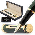 Wordsworth & Black Fountain Pen Set, 18K Gilded Medium Nib, Includes 24 Pack by WordsworthBlack