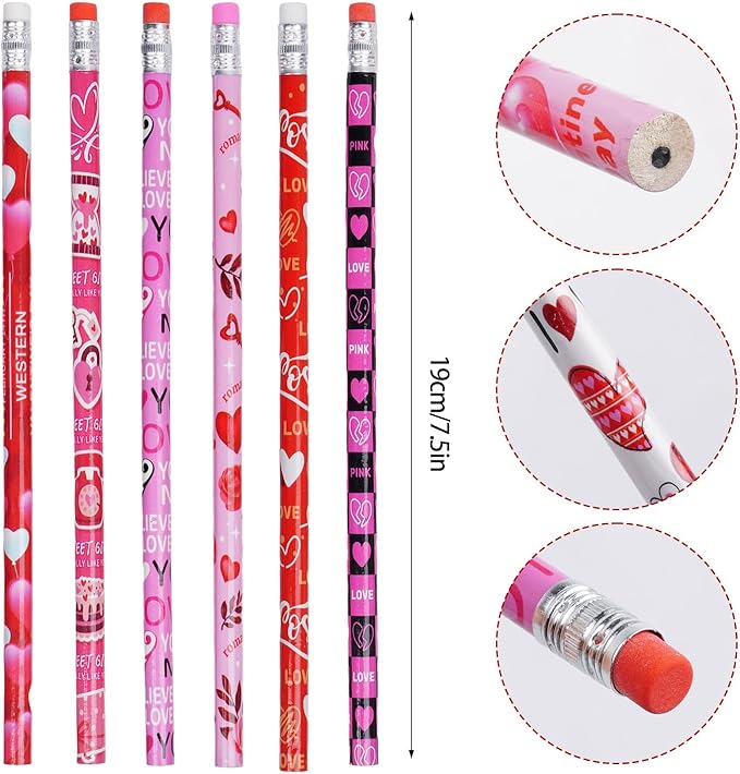 Rbenxia 48PCS Valentines Day Wooden Pencils - Image 2