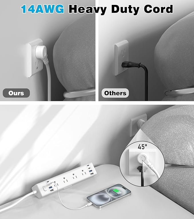 40W Fast Charging Station, Desk Clamp Power Strip, 4 USB-C Ports & 8 AC Outlets - Image 6