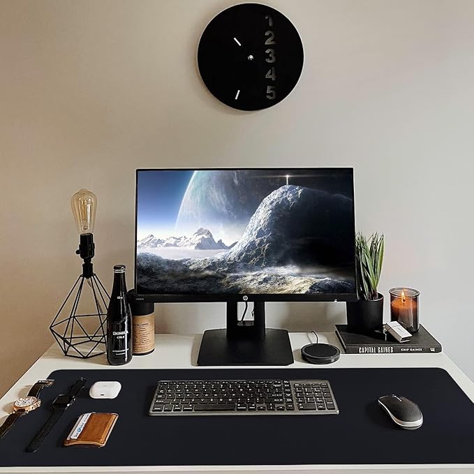 Bloss Black Leather Desk Pad, Large Mouse Pad 35.4×17 Inches, Waterproof Office - Image 6