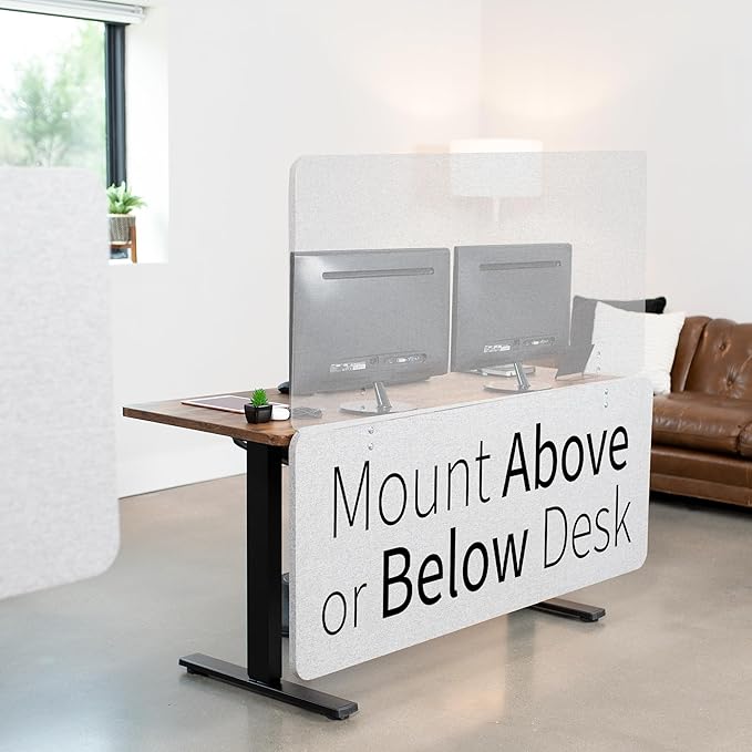 VIVO Clamp-on/Screw-on 60 x 24 inch Privacy Panel, Sound Absorbing Cubicle Desk - Image 5