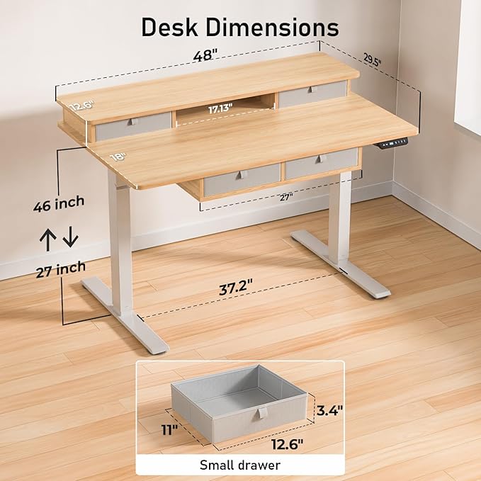 ExaDesk 48 * 30 Inches Electric Standing Widened Desk Adjustable Height - Image 3
