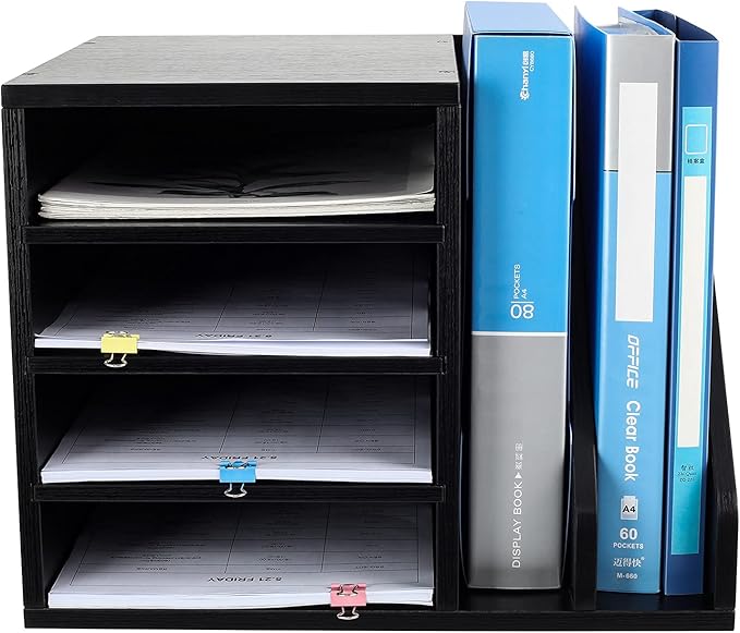 PAG Wood Desktop File Holder Organizer Mail Sorter - Image 2