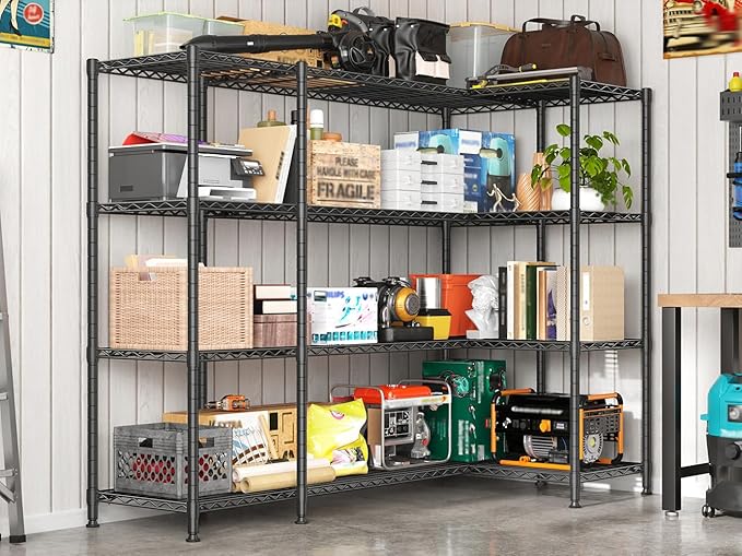 REIBII 78.4" W Storage Shelves Load 1500LBS, Metal Shelving 4-Tier Wire - Image 9