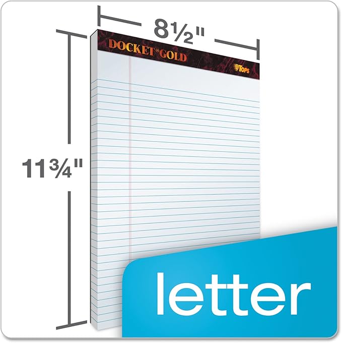 TOPS Legal Pads, 12 Pack, Premium Docket Gold Note Pad Bulk Pack, 50 Legal - Image 3