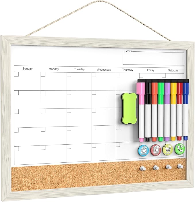 Calendar Whiteboard for Wall, TANKEE 17x13 Inches Whiteboard Calendar Cork by Tankee