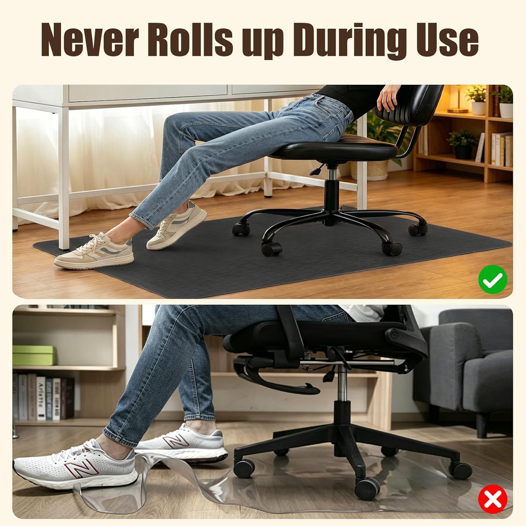 Bsmathom Office Chair Mat for Hardwood Floor, 36" x 48" Desk Computer Chair Mat for Hard Wood and Tile Floor, Anti-Slip Hard Floor Protector Chair Mat, PVC Mat Desk Rug for Office Home, Black