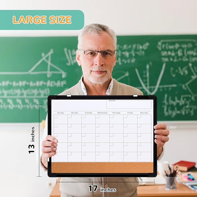 Monthly Calendar Whiteboard Dry Erase Cork Board Combination - Image 7