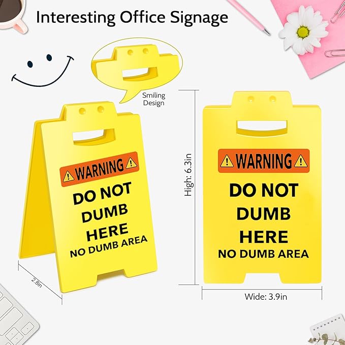 Smilelife Funny Office Cubicle Decor No Dumb Area Desk Sign Team Office Gag - Image 2