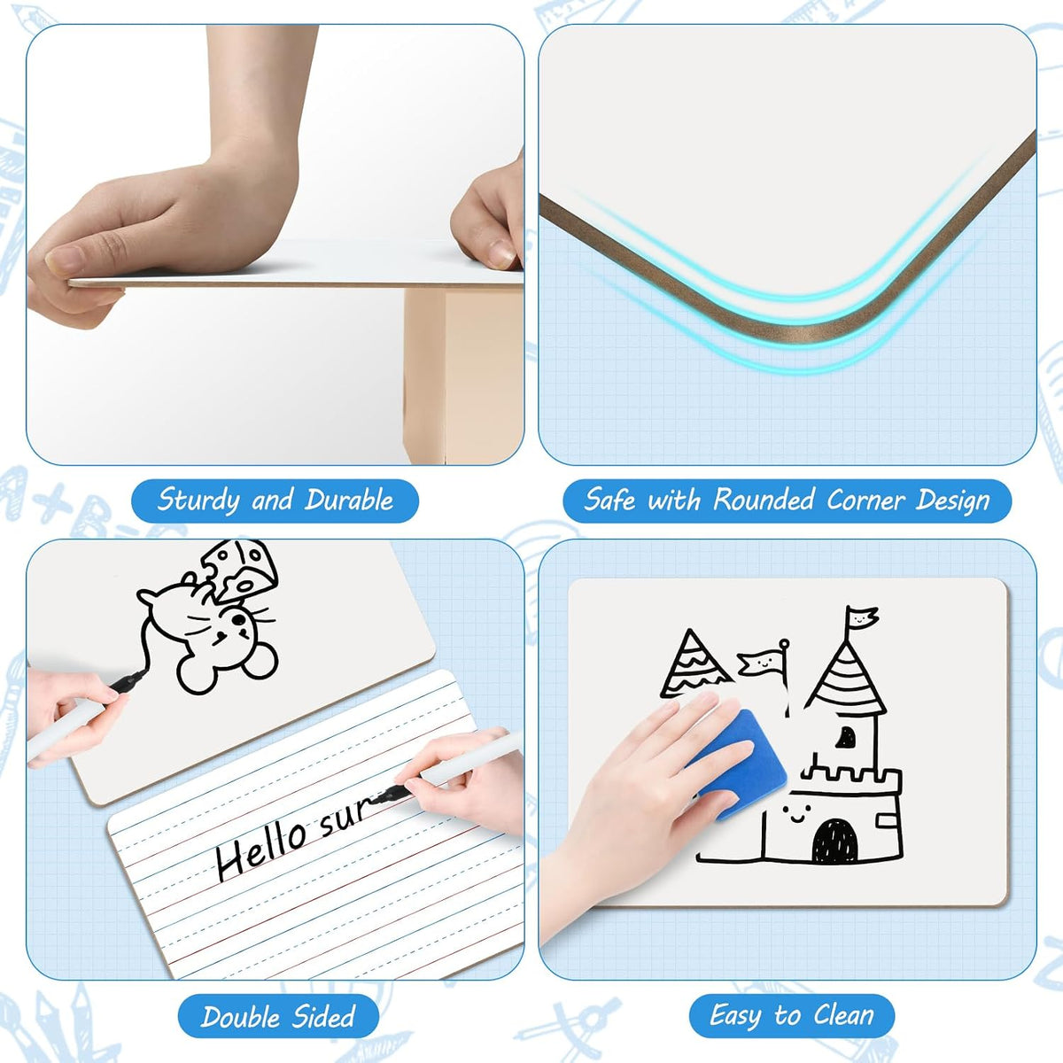 AuroTops 32 Pack Dry Erase Board with Lines,Small White Boards for Students