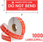 L LIKED 1x3 Inches 1000 Handle with Care - Do Not Bend Stickers | Thank You Shipping Warning Labels for Shipping, Packing & Moving, Permanent Adhesive