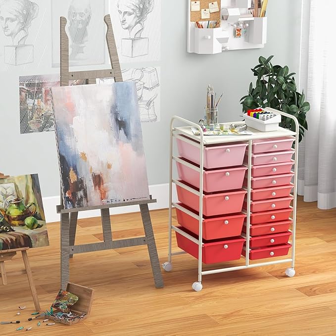 LDAILY 15 Drawer Rolling Storage Cart, Rolling Cart - Image 6