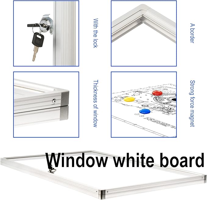 BIBOC 36x24 Inches Lockable Bulletin Boards White Board Frame Enclosed Display - Image 2