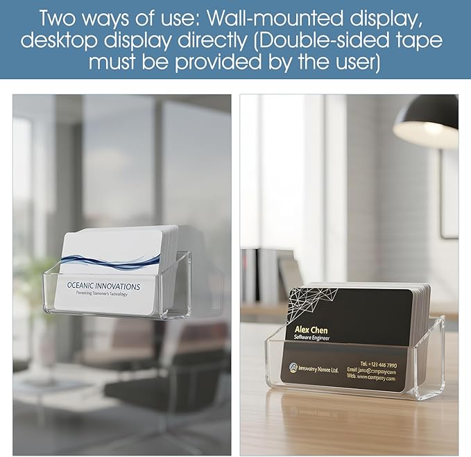 Yolev 2 Pcs Acrylic Business Card Holder Wall Mount Clear Business Card - Image 4