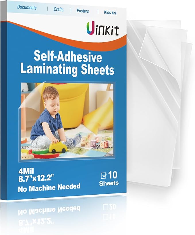 Uinkit 4mil Thicker Self-Adhesive Laminating Sheets, No Heat Needed by UinkitHandicraftsandConservationSpecialist