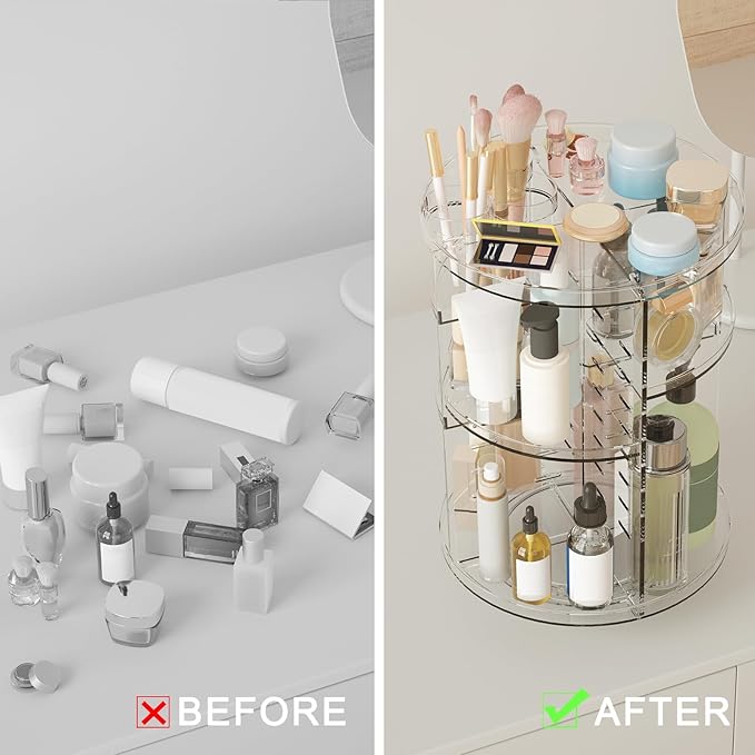 Rotating Makeup Organizer, DIY 8 Adjustable Layers Spinning Skincare Organizer - Image 5