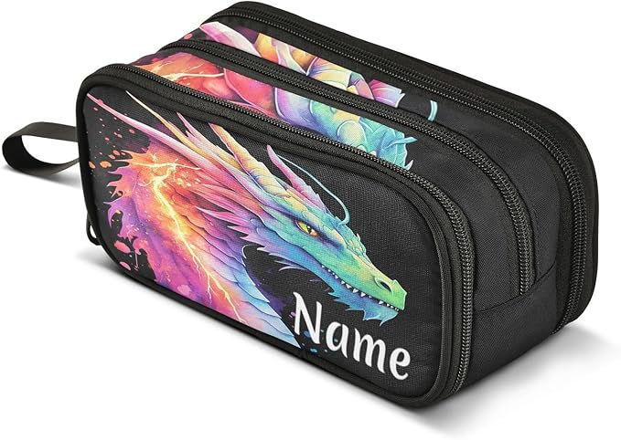 BOENLE Custom Lightning Dragon Watercolor Pencil Case Box Boys Girls by BOENLE-WELCOMEYOURCOMING