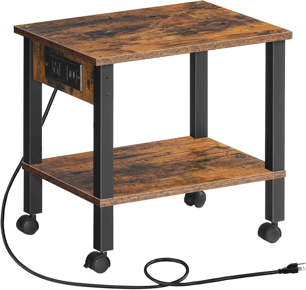 HOOBRO 2-Tier Printer Stand with Charging Station, Under Desk Printer Table, ...