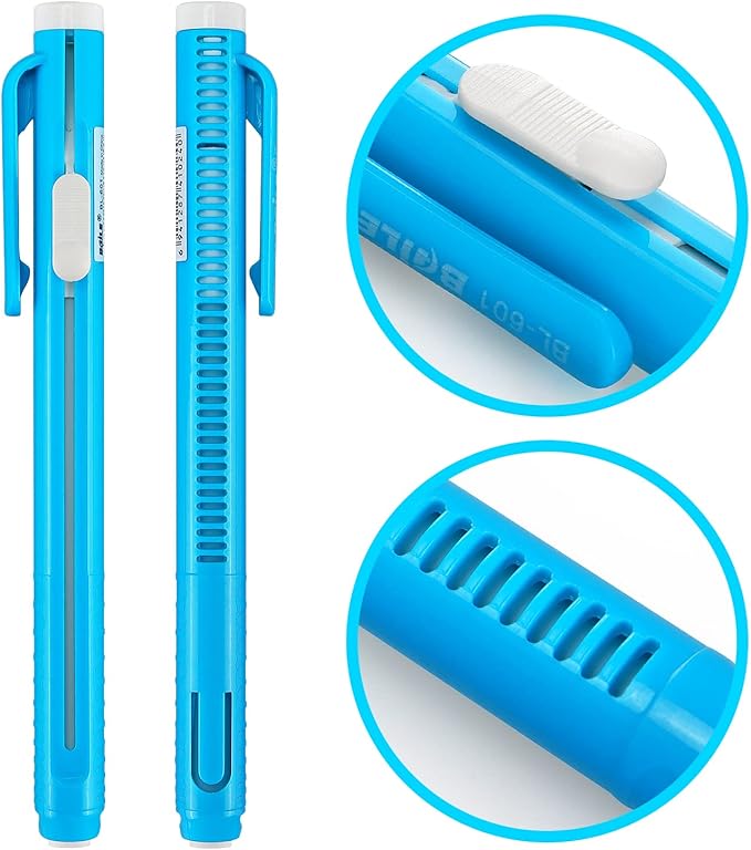 Retractable Mechanical Eraser Pen, Pen-Style Erasers Assorted Color, 5 Pack - Image 3