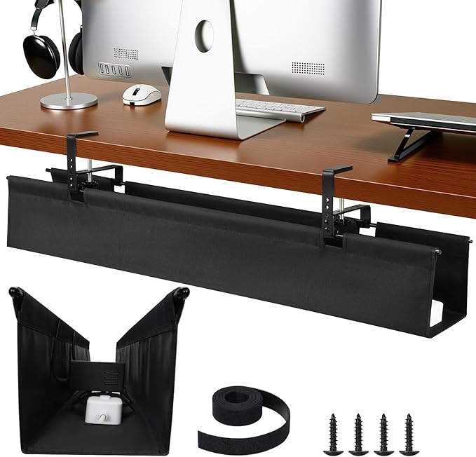 SHUWEI 36" Under Desk Cable Management Tray, Premium Fabric Cable Management by SHUWEI