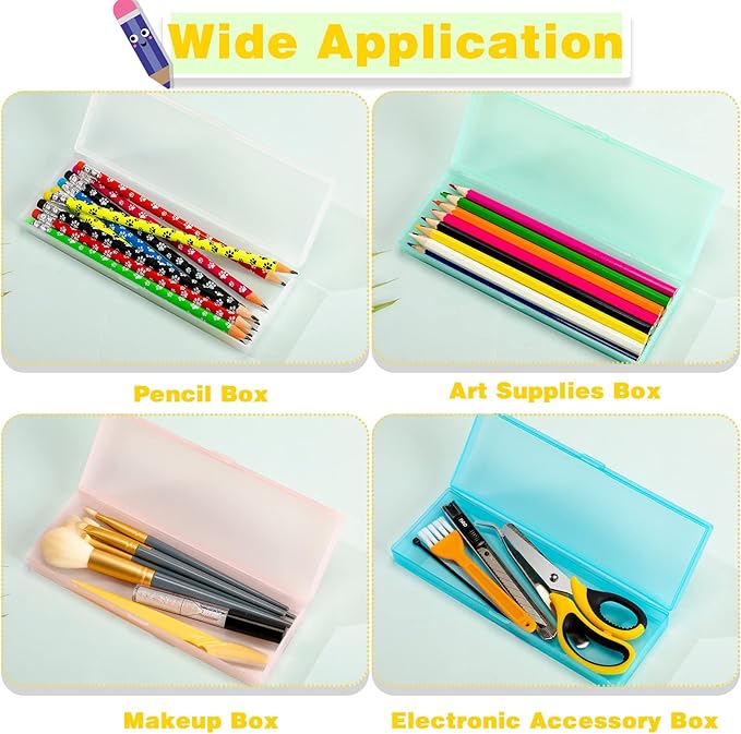 Fainne 24 Pcs Plastic Pencil Case Bulk Pencil Boxes Plastic Stationery Case - Image 4