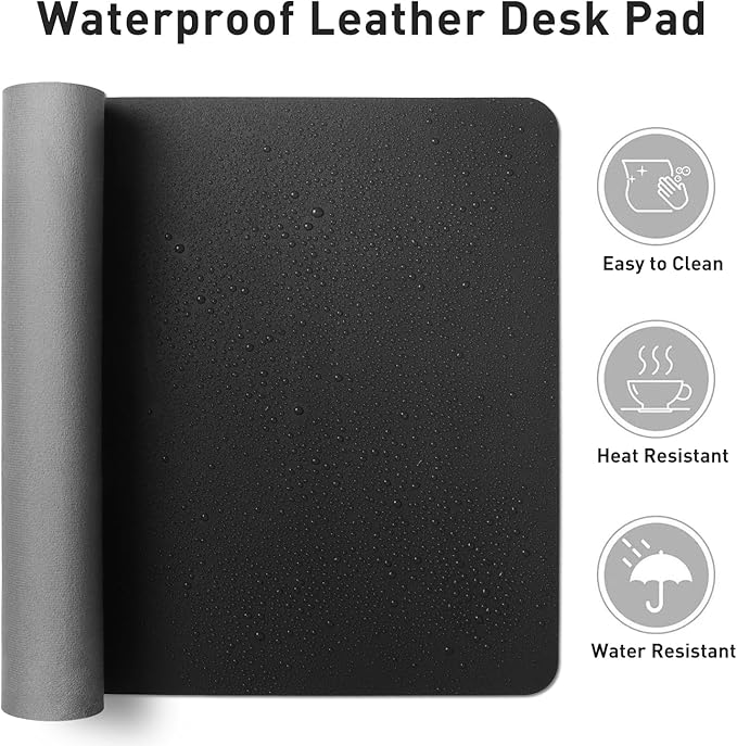 Aothia Faux Leather Desk Mat – Large Mouse Pad, Non-Slip PU Leather Blotter - Image 7