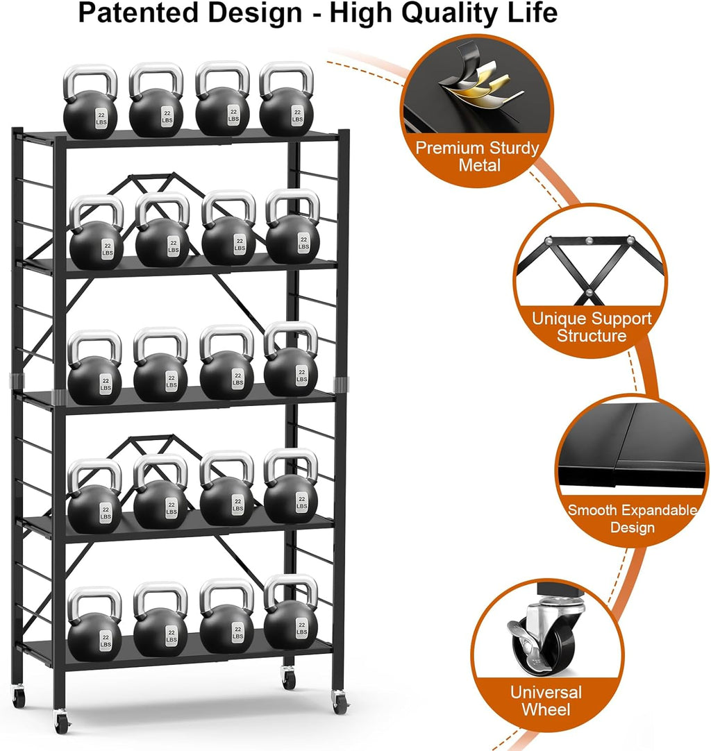 himix 5-tier foldable expandable storage shelves wheels kitchen, package contents